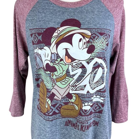 Disney Parks Animal Kingdom 20th Anniversary Mickey Mouse Safari Raglan Tee - Picture 7 of 10